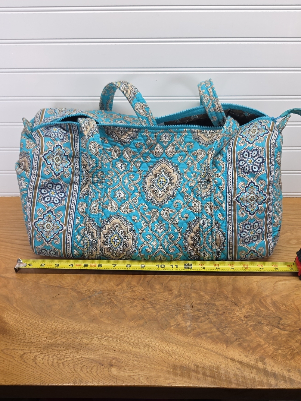 Vera Bradley Quilted Totally Turq Patterned Duffle Bag - Picture 4 of 6